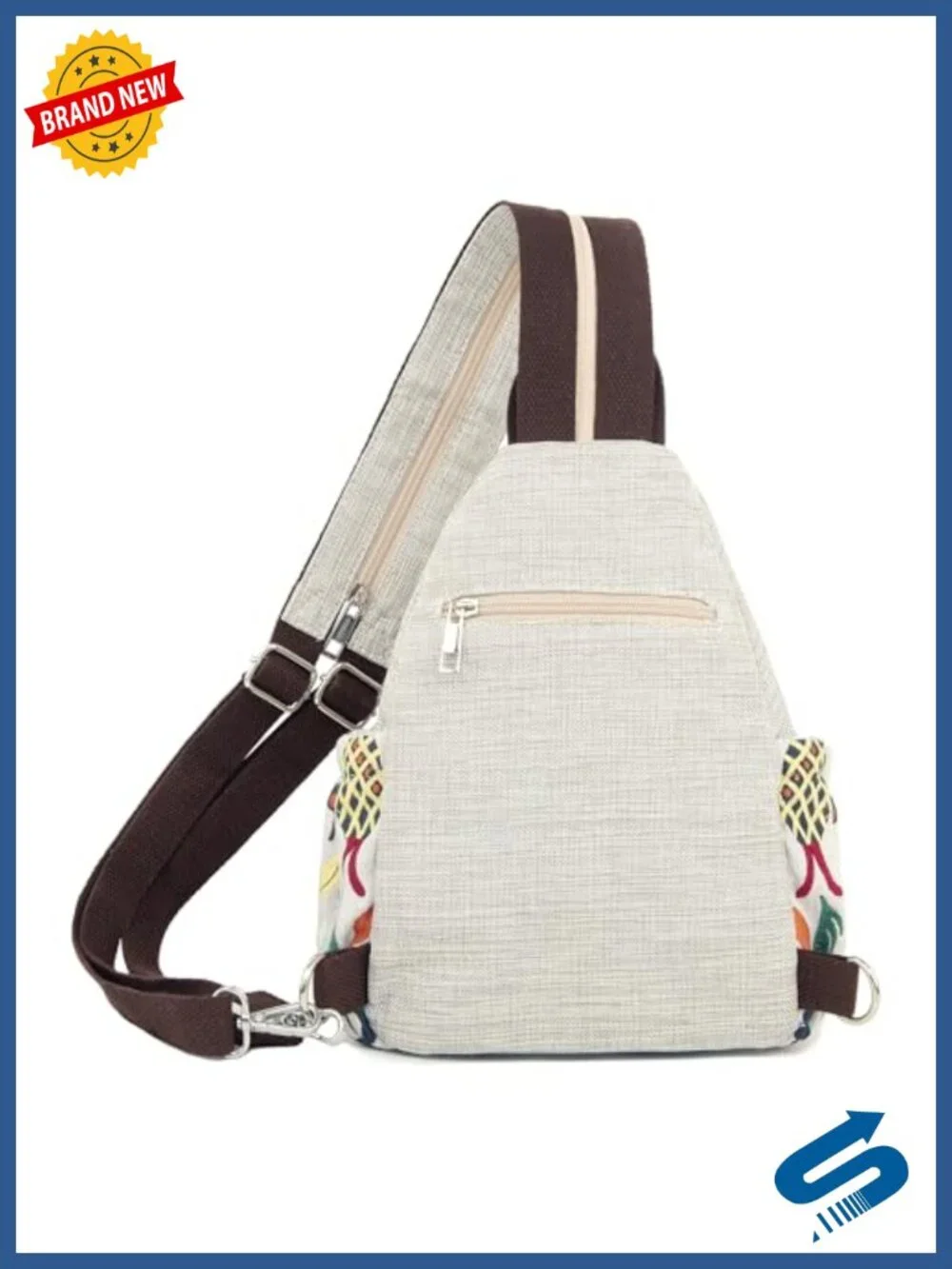 Vintage Embroidered Floral Convertible Canvas Backpack Crossbody Mini Travel
